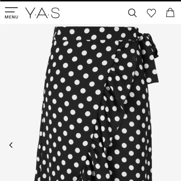 Y.A.S ASOS Polka dotted Wrap Midi Skirt Black and White Size XS - Picture 8 of 9